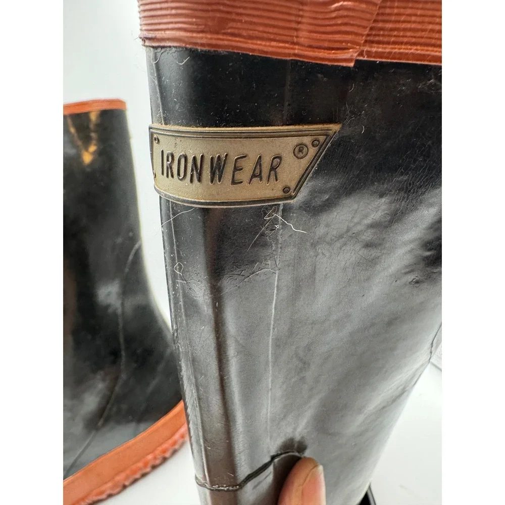 Ironwear Mens 5-Buckle Rubber Overboots Black Orange Waterproof Boots Size 11